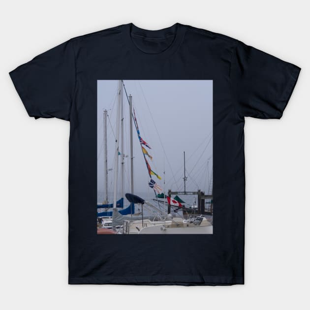 Sailboat Flags at Harbor T-Shirt by KarenZukArt